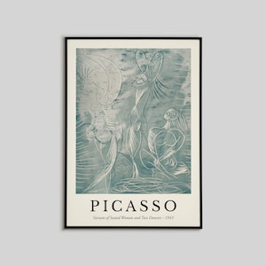 Picasso Print, Picasso Poster, Picasso Art Print, Picasso Seated Woman and Two Dancers, Living Room Wall art, Picasso Exhibition Painting