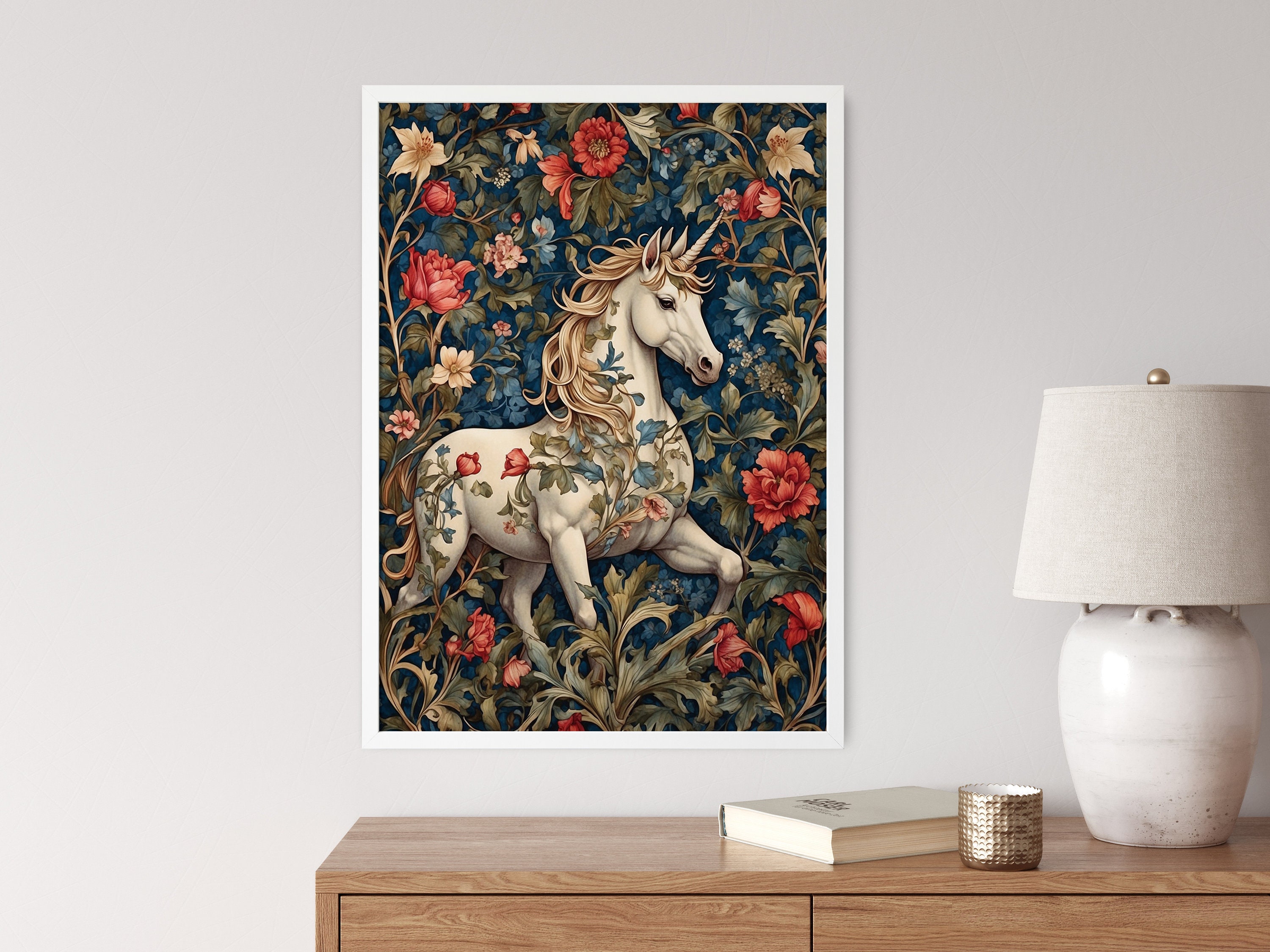 William Morris Unicorn Print, William Morris Exhibition Print, William ...