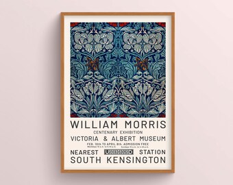 William Morris Woven Fabric Print, Kew Gardens Print, London Print, William Morris Poster, Vintage Wall Art, Floral Art, Vintage Poster