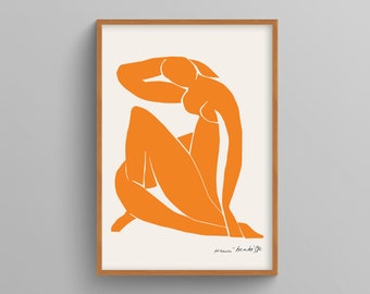 Henri Matisse Arte mural naranja, Conjunto de pared de galería, Conjunto de impresiones naranjas de Matisse, Pósteres de Matisse, Póster de la exposición de Matisse, Láminas para decoración de dormitorios