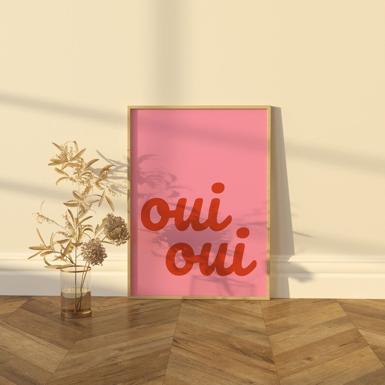 Oui Oui, Pink Maximalist Decor, Funky Wall Decor, Y2k Poster, Preppy ...