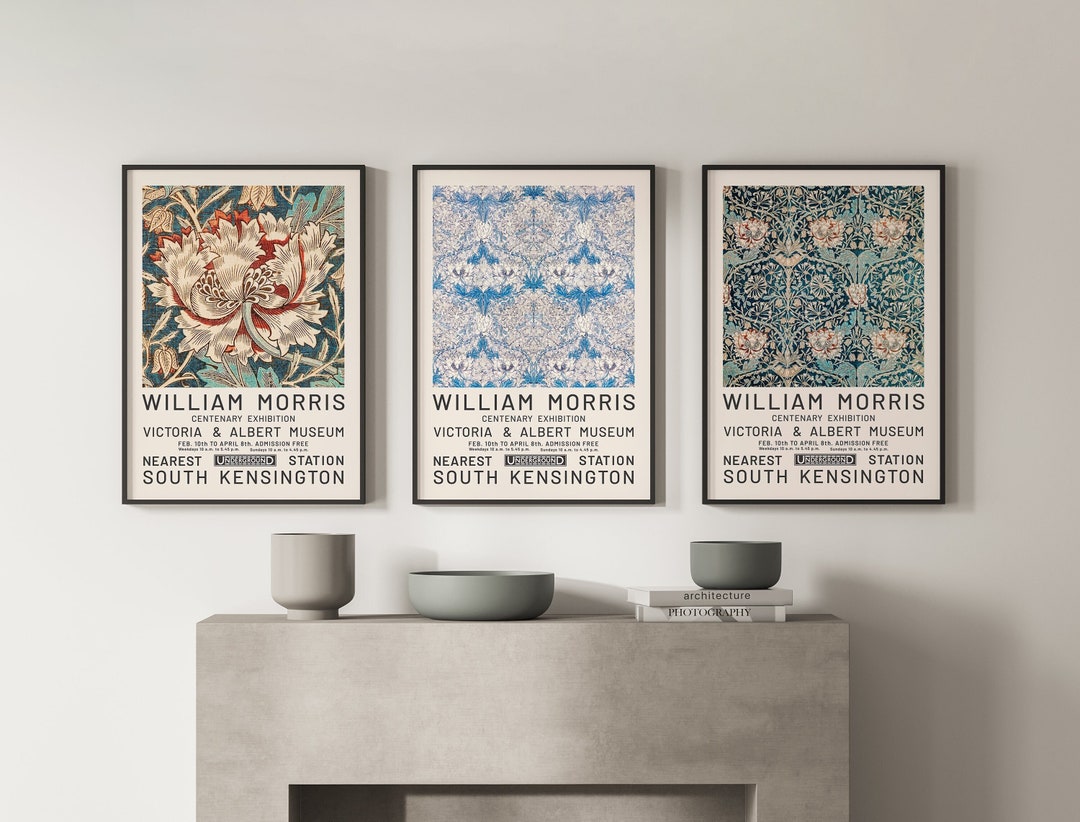 William Morris Prints, Living Room Wall Art Set, Floral Pattern, Set of ...