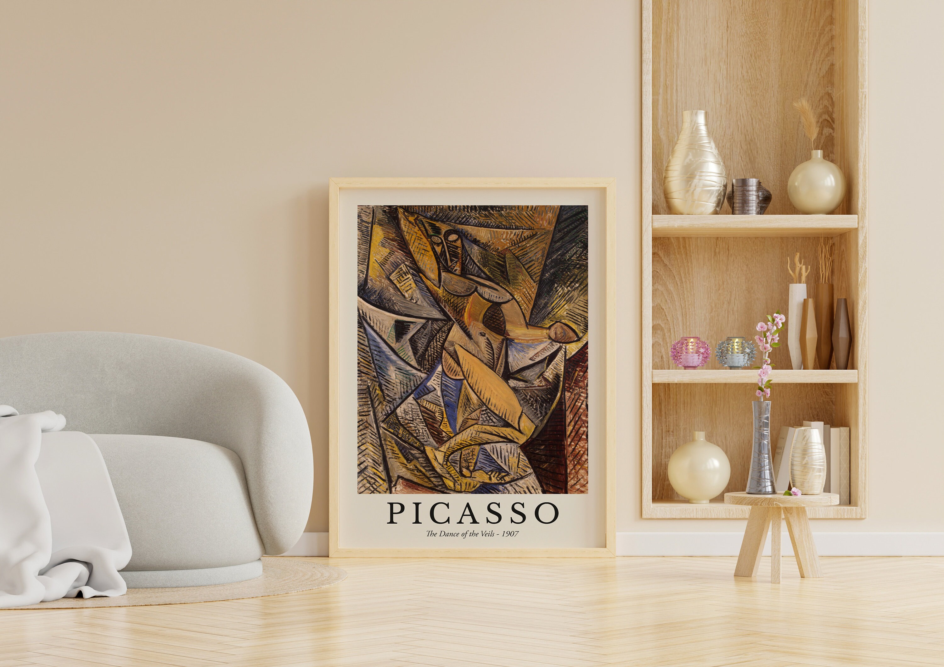 Pablo Picasso Print, Neutral Beige Poster, Living Room Wall Art