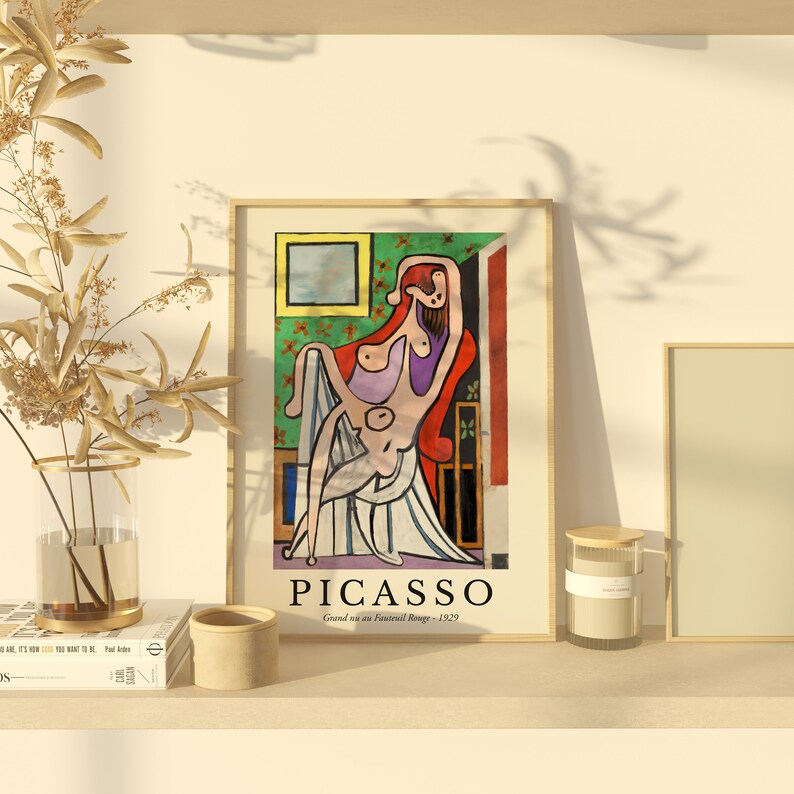 Picasso Exhibition Poster, Neutral Beige Print, Abstract Wall Art