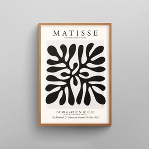 Henri Matisse Black and White Prints, Matisse Poster, Mid Century Modern, Minimalist Art, Matisse Cut Outs, Dorm decor, Exhibition Poster