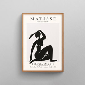 Henri Matisse Black Prints, Matisse Poster, Mid Century Modern, Minimalist Wall decor Art, Matisse Cut Outs, Dorm decor, Exhibition Poster
