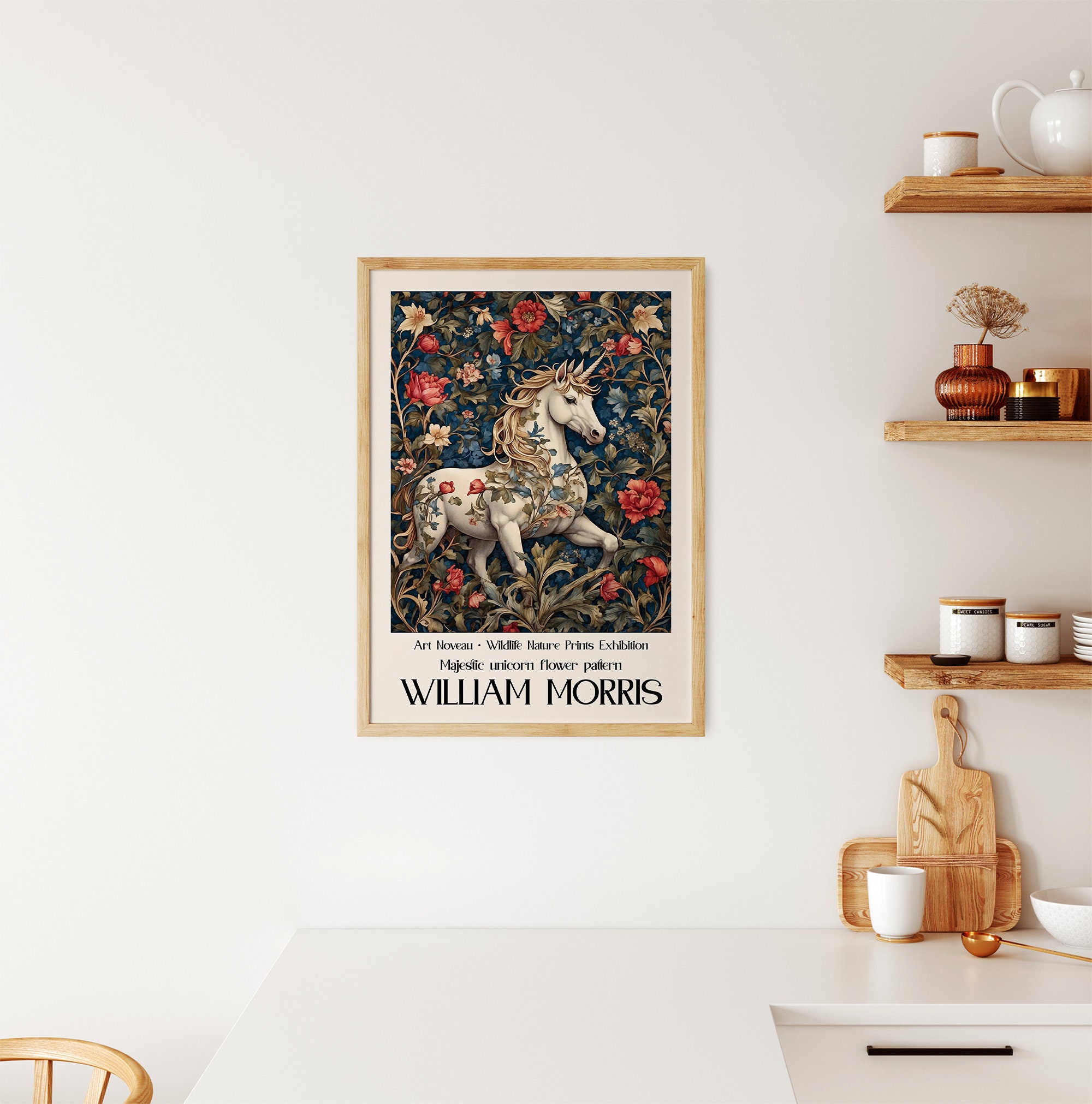 William Morris Unicorn Print, William Morris Exhibition Print, William ...
