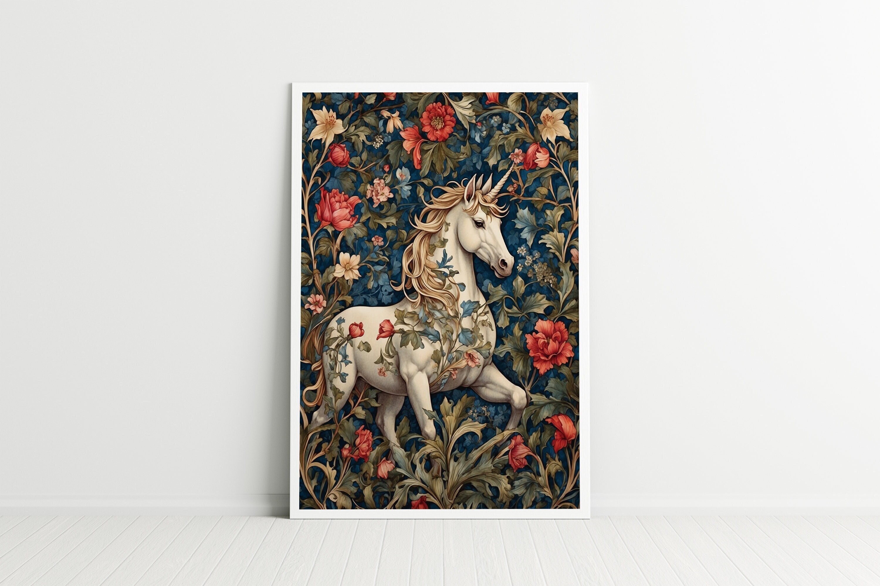 William Morris Unicorn Print, William Morris Exhibition Print, William ...