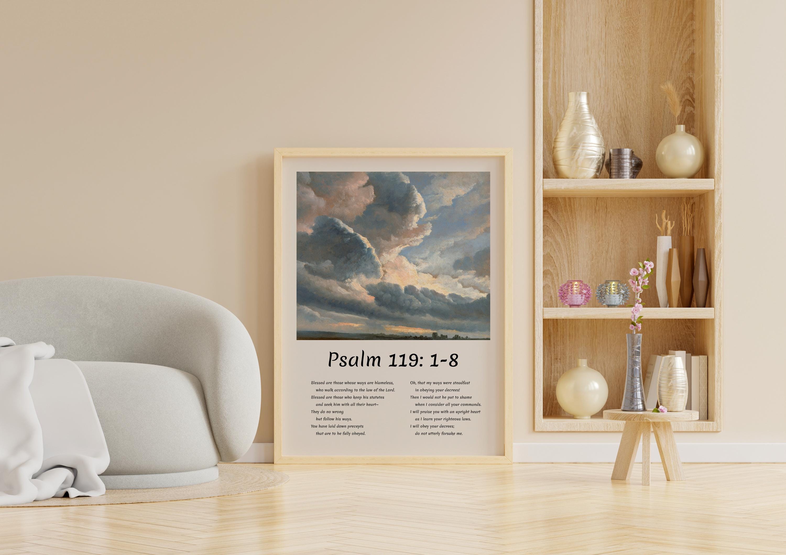 Christian Wall Art Psalm 119 Poster – Bible Verse Heaven Clouds Print ...