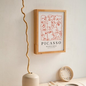 Pablo Picasso Print, Pablo Picasso Faces Poster, Red Minimalist Exhibition Print, Gallery Wall Art, Large wall art, Home art, Dorm decor