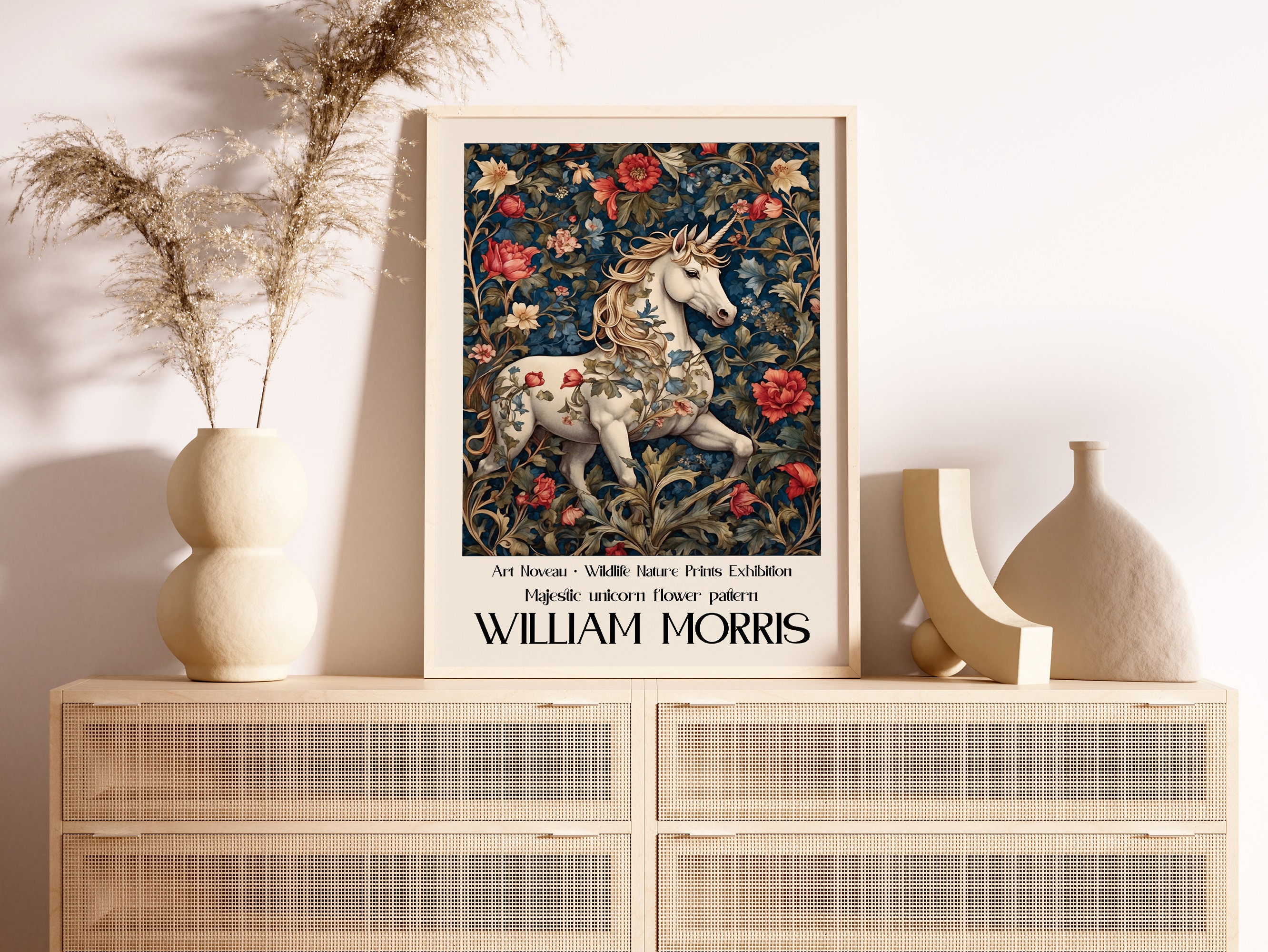 William Morris Unicorn Print, William Morris Exhibition Print, William ...