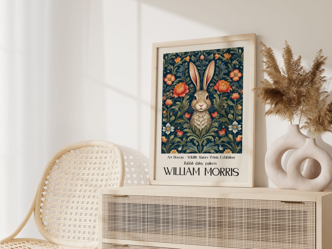 William Morris Inspired Print, Bunny Exhibition Poster, Living Room ...