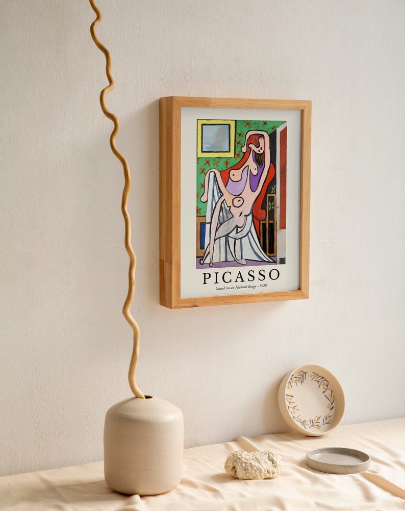 Picasso Exhibition Poster, Neutral Beige Print, Abstract Wall Art