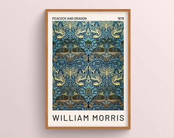 William Morris Peacock And Dragon Print, Kew Gardens Print, London Print, William Morris Poster, Vintage Wall Art, Floral Art Vintage Poster