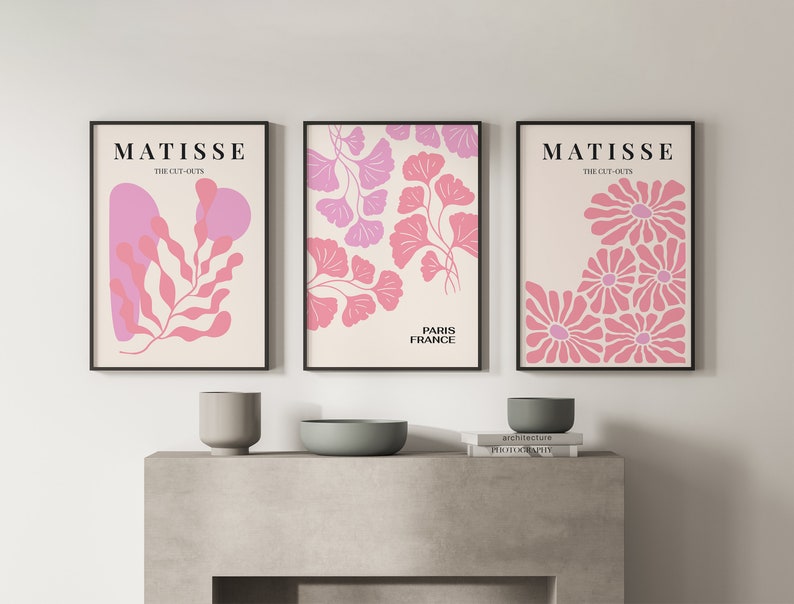 Pink Henri Matisse Set of 3, Gallery Wall Set, Pink Hallway Wall Art ...