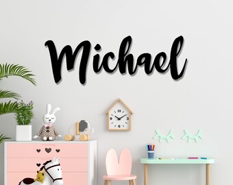 Letrero de pared de metal con nombre personalizado, letrero de pared personalizado, letrero de nombre de bebé sobre cuna o niños, decoración de guardería, letrero de nombre de bebé de metal