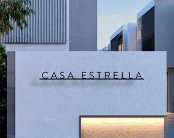 Letrero con nombre de casa, placa con nombre de casa para exteriores, letrero metálico personalizado, letreros de casa para exteriores, letrero tradicional con nombre de casa
