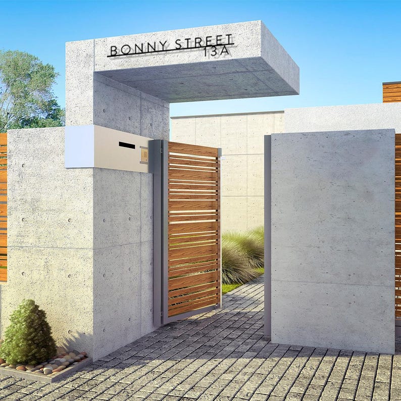 Modern Metal House Number Sign, Address Sign With Street Name, House ...
