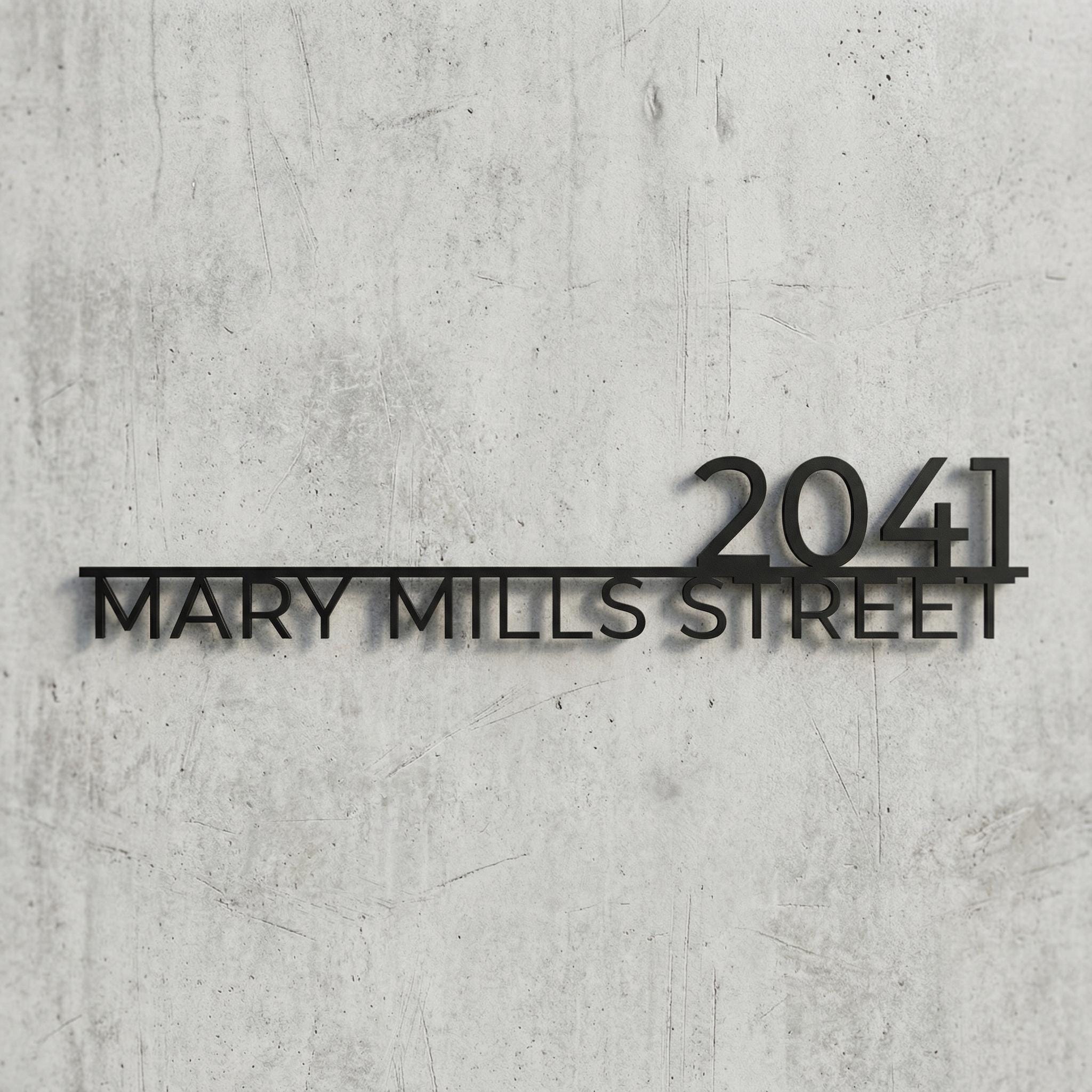Mid Century Modern Metal House Number Sign, Address Number With Street ...