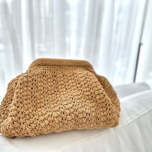 Embrague de paja, bolso de rafia de boda, entrenador de ganchillo, bolso de paja, bolso de mano de noche, embrague de ganchillo de rafia, bolso de embrague de rafia