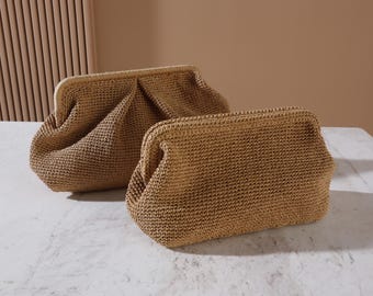 Handmade Raffia Clutch: Crochet Oversized Beach Bag