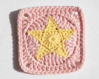 Patrón de crochet de estrella celestial Grandma Square, motivo digital en PDF para mantas-cárdigan