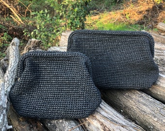 Black Crochet Clutch , Black Raffia Clutch, Black Straw Bag, Black Tote Bag, Black Crochet Bag, Black Woven Bag