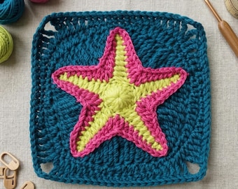 Starfish Granny Square Pattern, Modern Selfish Crochet, Blanket Motif Pdf Pattern