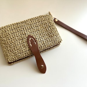 Black Raffia Wallet Bag, Straw Wallet Clutch Bag, Crochet Wallet Bag, Leather Strap Wallet Bag, Straw Crochet Bag, Mini Bag, Woven Coach