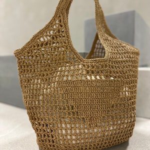 Raffia schouder Tote, Raffia Tote, strandtas, stro zomertas, handgemaakte Raffia tas, gehaakte tas, Raffia tas, strozak, gehaakte tas