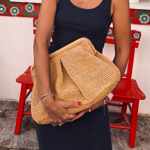 Oversized Straw Clutch, XL Raffia Bag, Crochet Large Bag, Straw Clutch, XL Crochet Clutch, Raffia Clutch Bag