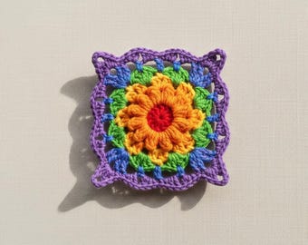 Patrón de abuela con flores góticas de Halloween (PDF) para mantas, bolsos y cárdigans.