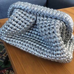 Small Metallic Bags, Mini Silver Crochet Metallic Bag, Small Clutch Silver, Silver Evening Woven Clutch, Party Clutch Bag, Silver Luxury Bag