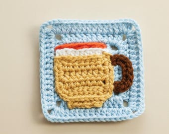 Patrón de crochet "Abuela de café": Tutorial digital en PDF con patrón 3D