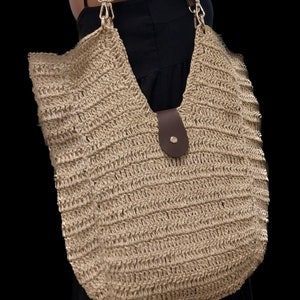 Oversized Crochet Raffia Tote: Handmade Woven Beach Bag