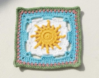 Patrón de Nubes y Sol: Cuadrado de la Abuela: Patrón de Nubes en Crochet PDF