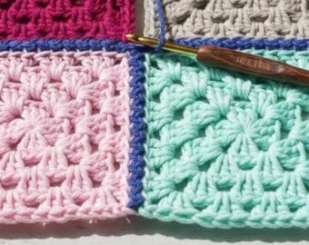 Formas de tejer cuadrados de la abuela, patrón de unión de motivos, patrón para unir motivos