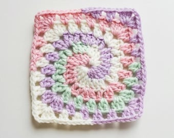 Patrón de cuadrados de abuela en espiral, motivo para manta moderna, patrón instantáneo en PDF