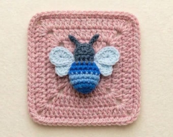 Patrón cuadrado Abuela Abeja, motivo con temática animal para manta, patrón digital en PDF.