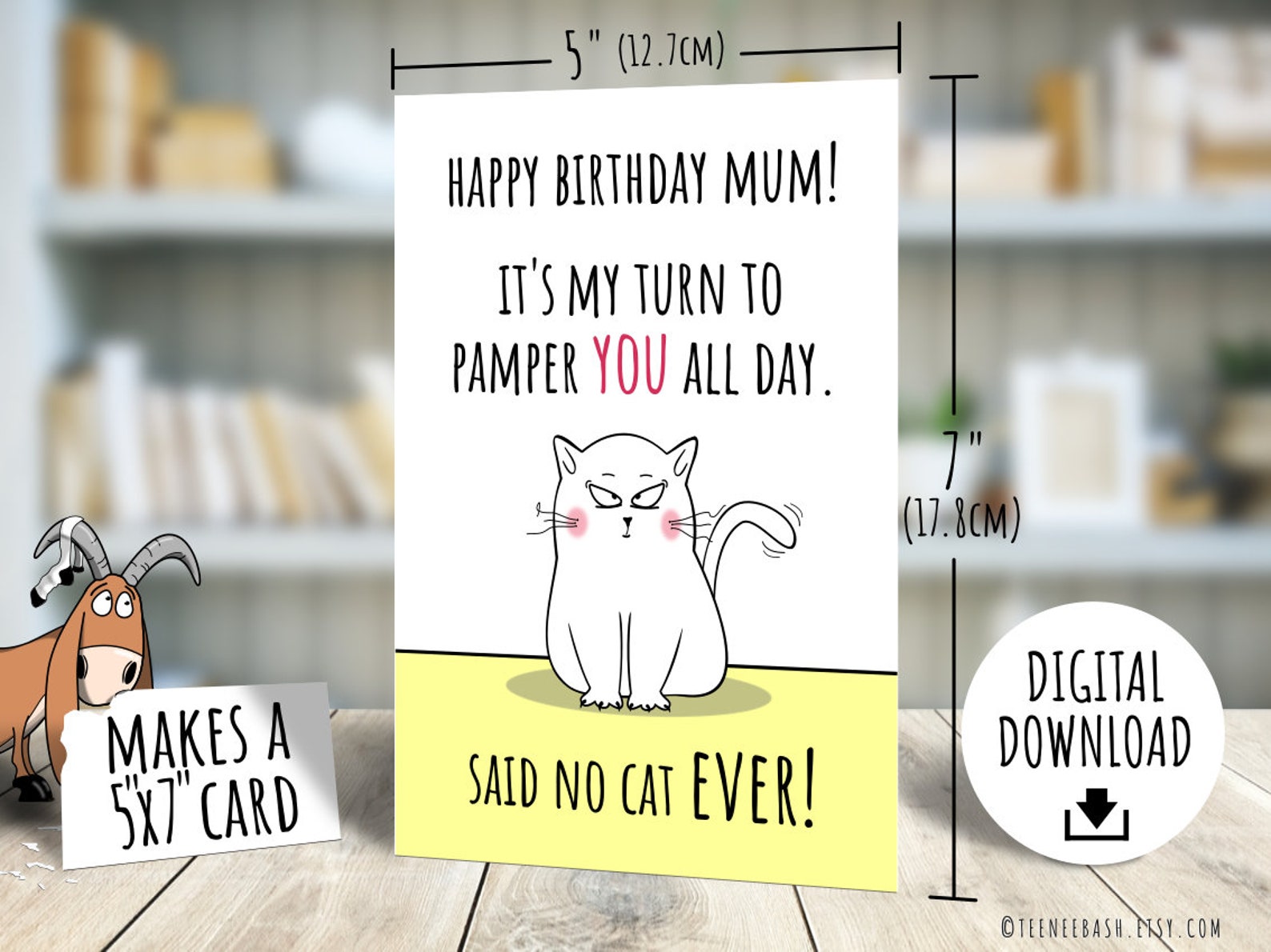 Printable Funny Birthday Card for Mum From the Cat Happy Birthday Cat ...