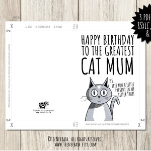 Funny Cat Birthday Card for Mum (digital Download) - Etsy