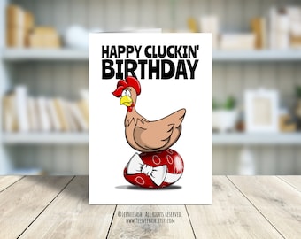 Funny Chicken Birthday Card, Printable Greeting Card (PDF Files)