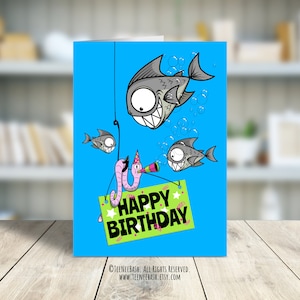 Druckbare Fischen Geburtstagskarte 5 &quot;x 7&quot;, Lustige Fischen Grußkarte, Print at Home, enthält druckbare Umschlag, PDF-Dateien, digitalen Download