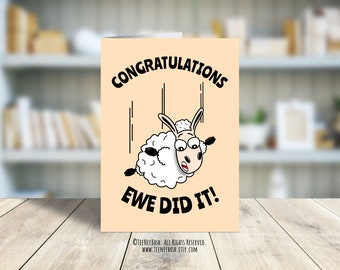 Divertida tarjeta de felicitación "¡Lo lograste!": Imprimible para nuevo trabajo o graduación (descarga digital).