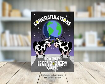 Tarjeta de felicitación para vacas: Pareja legendaria de ganaderos lecheros (Descarga en PDF)