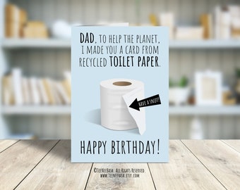 Tarjeta de cumpleaños divertida con papel higiénico para papá (PDF imprimible)