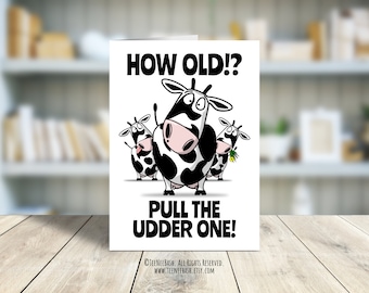 Funny Cow Birthday Card, Printable Greeting Card (PDF Files)