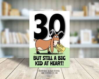 Tarjeta divertida para 30 cumpleaños: Diseño de Cabra (Descarga digital en PDF)