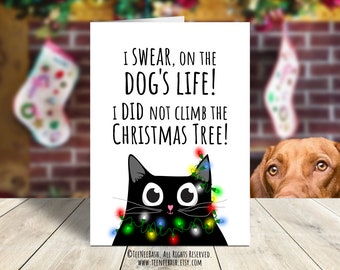 Funny Cat Christmas Card: 'I Swear on the Dog's Life' (PDF)