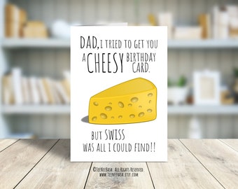 Tarjeta de cumpleaños divertida y cursi para papá: Saludo imprimible con un juego de palabras (Descarga digital en PDF)